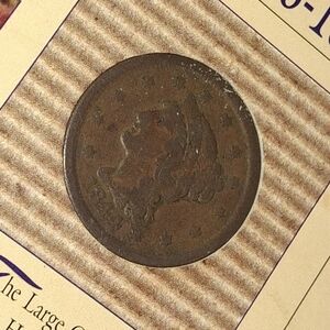 Vintage Copper Coin 1 Cent Large 1844 Cent Coin